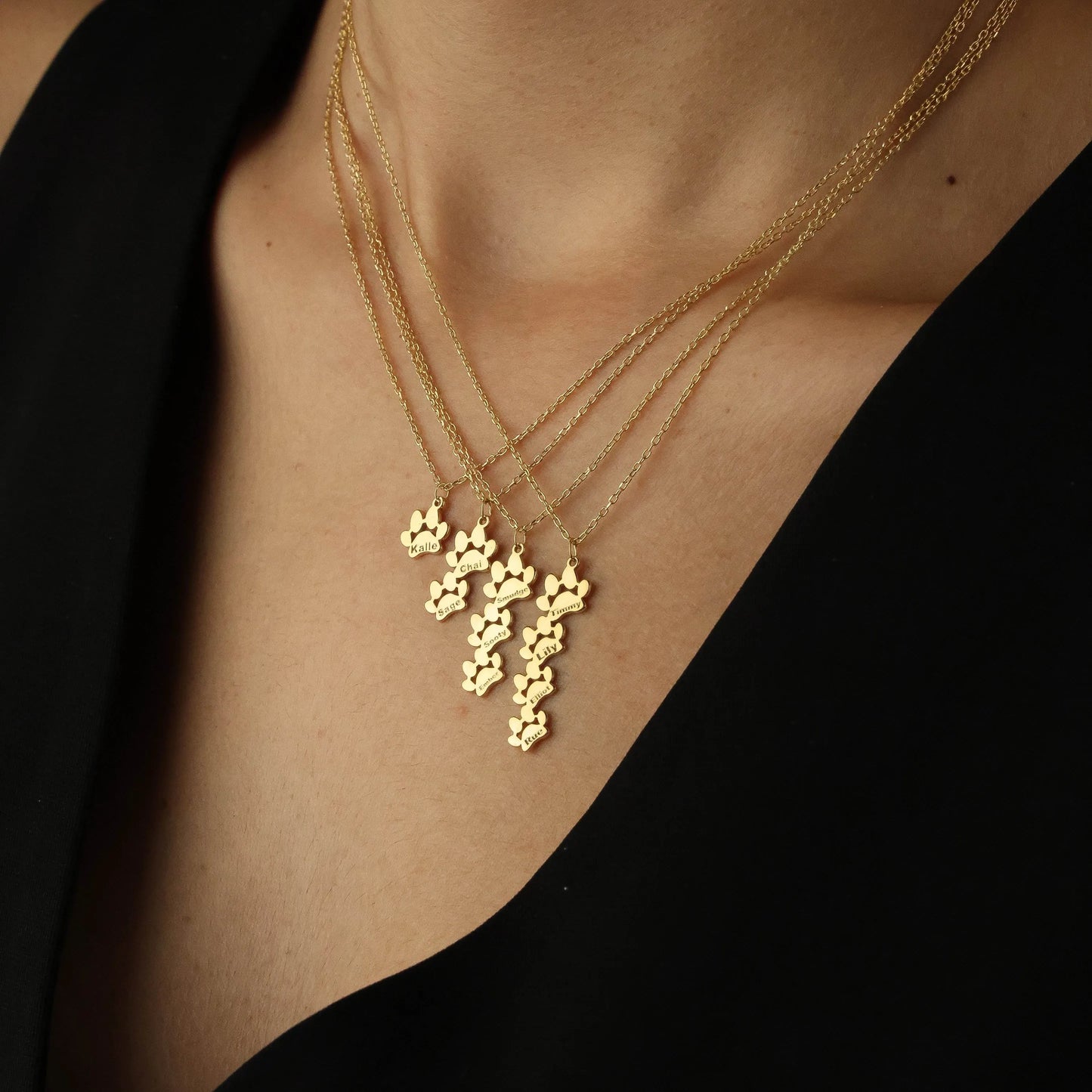 Collar de huellita personalizada con nombre
