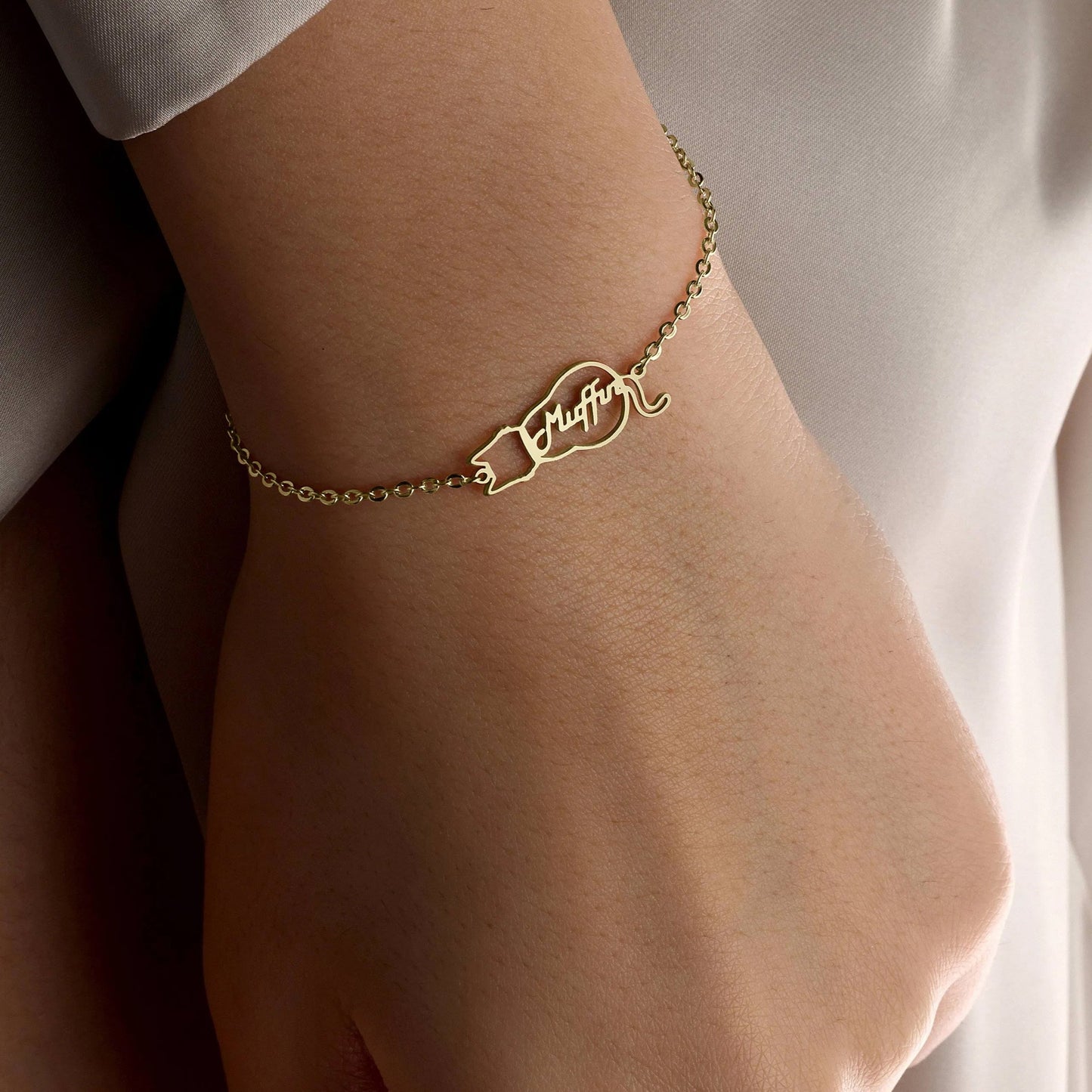 Pulsera personalizada en forma de gato con nombre