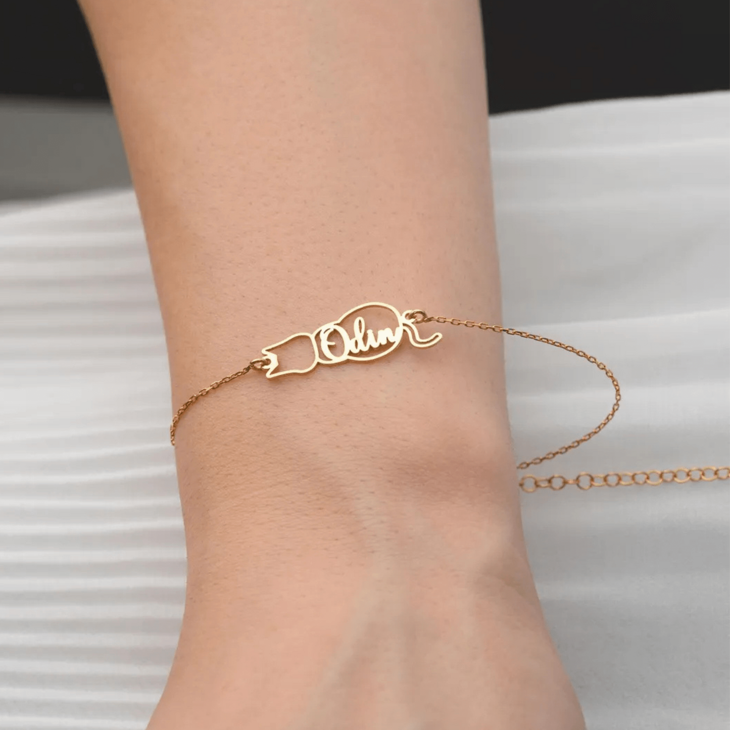Pulsera personalizada en forma de gato con nombre