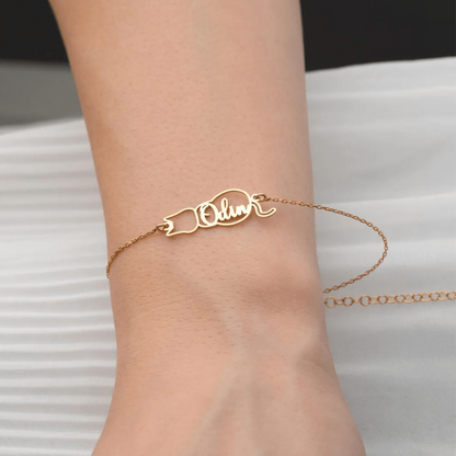 Pulsera personalizada en forma de gato con nombre