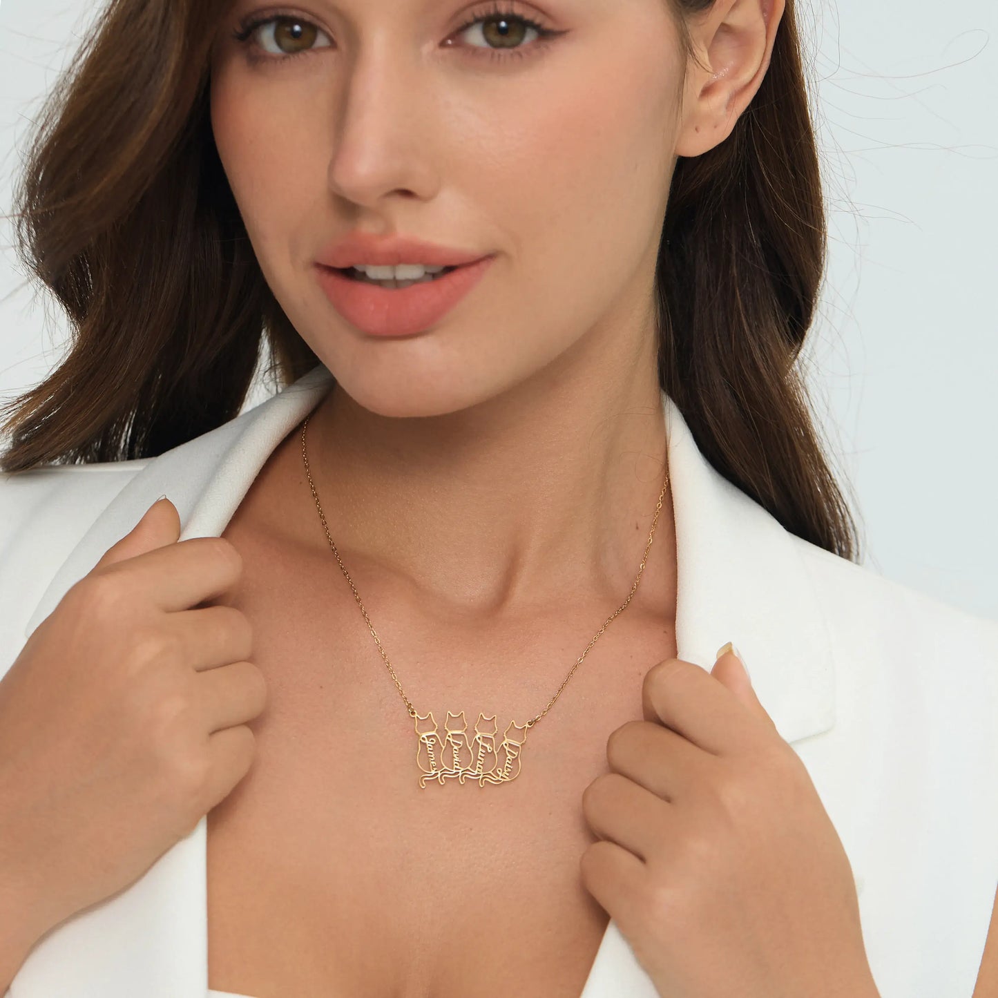 Collar personalizado en forma de gato con nombre 