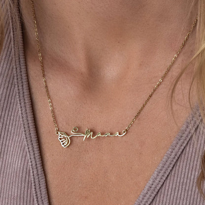 Collar personalizado con nombre y flor de nacimiento